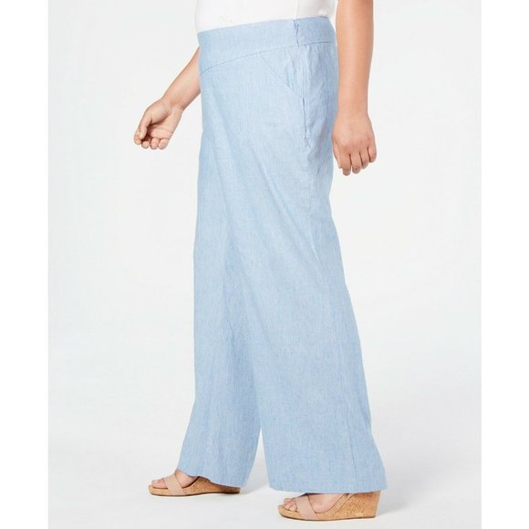 INC International Concepts Sky Blue Wide Leg Pants - Picture 2 of 4